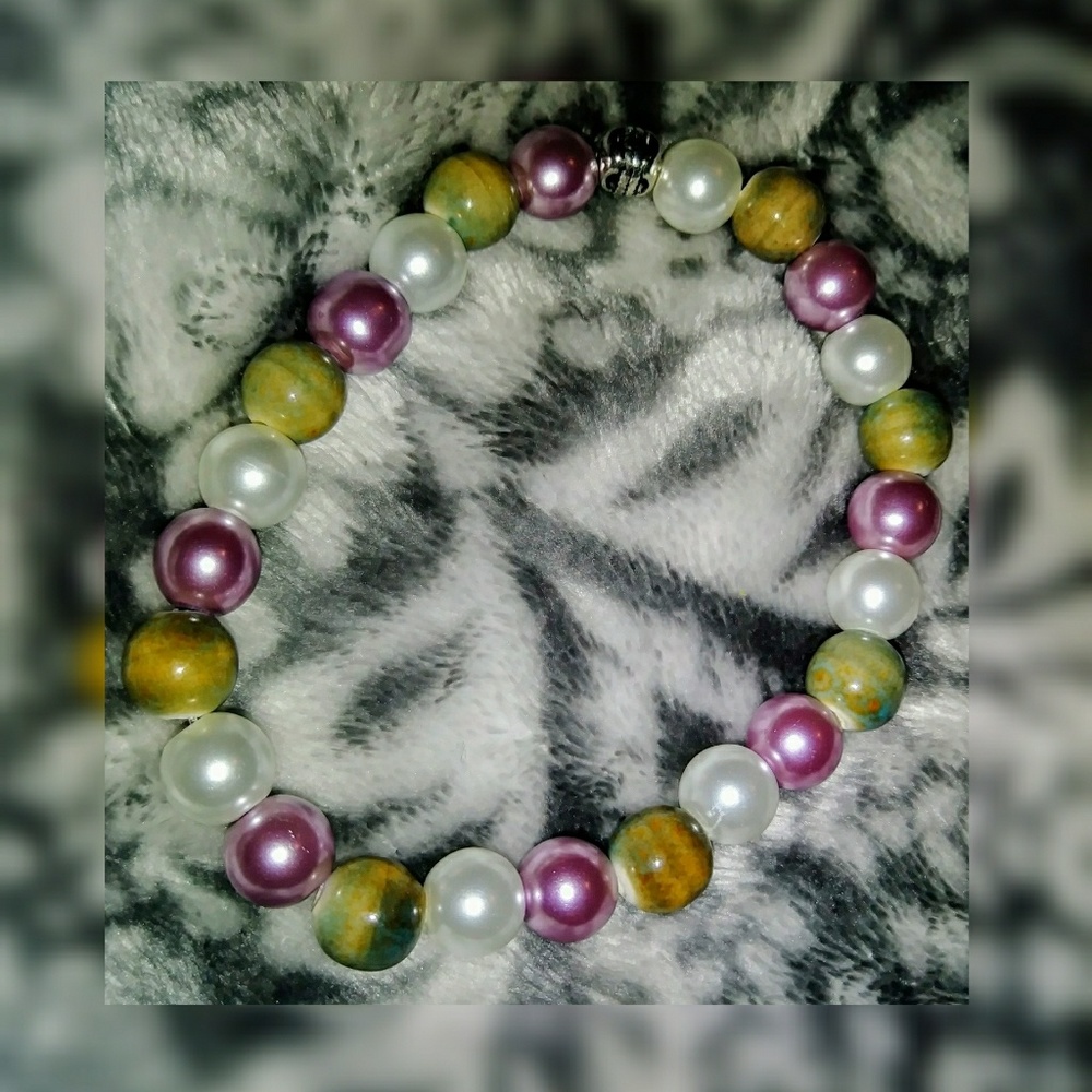 Homemade Pearl and Jasper Bracelet